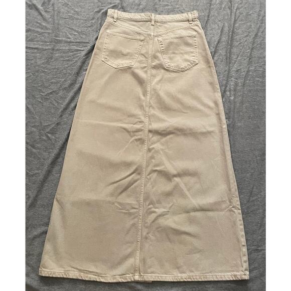 New TOPSHOP Womens Size 6 Beige Denim Low Slung Maxi Skirt - Picture 6 of 12